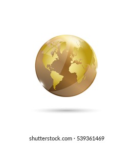 Gold glossy earth illustration on a white background