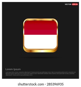 gold glossy Indonesia flag button