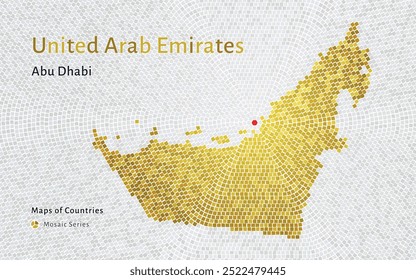 Karte von Vereinigte Arabische Emirate: Eine Mosaikkarte mit Abu Dhabi im Zentrum