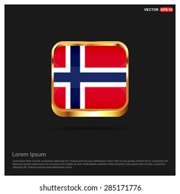 gold glossy Norway flag button