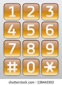 Gold glossy numbers vector set, design elements