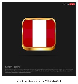 gold glossy Peru flag button