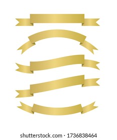 gold glossy ribbon vector banners set for your design