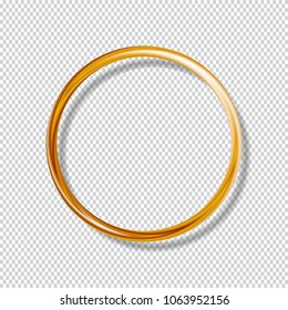 Gold glossy ring isolated on transparent background.