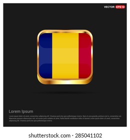 gold glossy Romania flag button