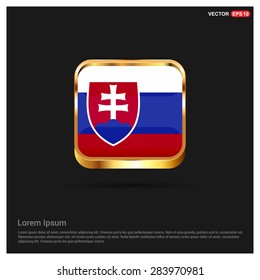 gold glossy Slovakia flag button