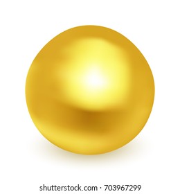 Gold glossy sphere isolated on white. Vector illustration for your design.
