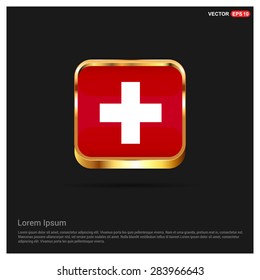 gold glossy Switzerland flag button
