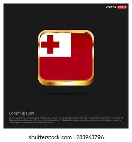 gold glossy Tonga flag button