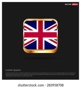 gold glossy UK flag button