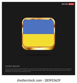 gold glossy Ukraine flag button