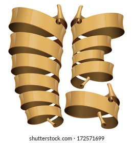 Gold Glossy vector ribbons on a white background for your design project 