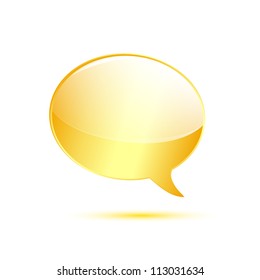 Gold glossy word speech on white