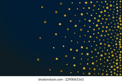 Gold Glow Art Vector Black Background. Paper Polka Postcard. Golden Circle Holiday Banner. Confetti Transparent Illustration.