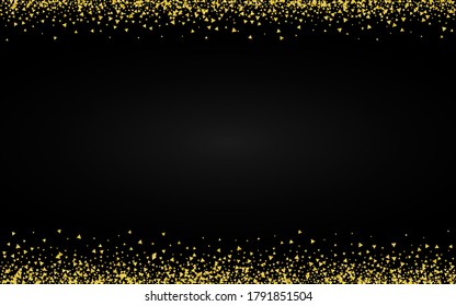 Gold Glow Effect Black Background. Light Shards Card. Yellow Sequin Anniversary Wallpaper. Shard Bright Illustration.