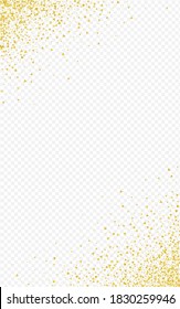 El Golpe De Oro Cae En Fondo Transparente. Brillante textura triangular. Fondo rico en secuencia amarilla. Invitación del vector de esparkle.