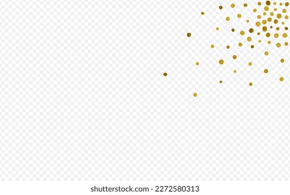 Fondo Transparente del Vector Festivo Dorado. Patrón de salpicaduras de efectos. Tarjeta Transparente Círculo Amarillo. Diseño de Glamour de lluvia.