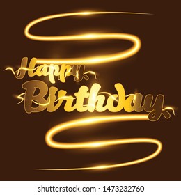 Gold Glow Happy Birthday Typography for Gift Card Postcard Invitation