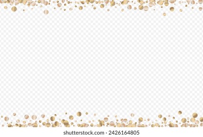 Gold Glow Isolated Transparent Background. Falling Dust Postcard. Bronze Round Glamour Wallpaper. Splash Anniversary Card.