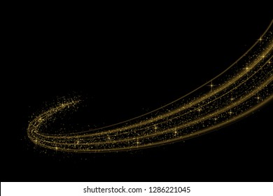 Gold glow light effect stars bursts with sparkles isolated. magic dust particles. Vector illustration sparkling comet tail