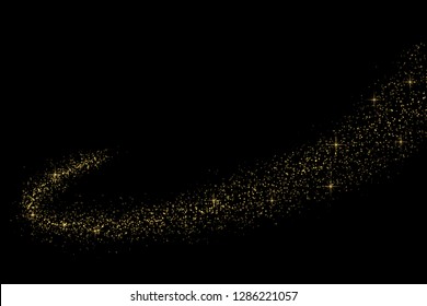 Gold glow light effect stars bursts with sparkles isolated. magic dust particles. Vector illustration sparkling comet tail