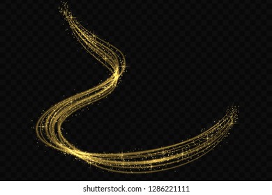 Gold glow light effect stars bursts with sparkles isolated. magic dust particles. Vector illustration sparkling comet tail
