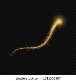 Gold glow light effect stars bursts with sparkles isolated. magic dust particles. 