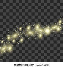 gold glow light effect stars bursts with sparkles isolated on transparent background. Sparkling magic dust particles. Vector illustration