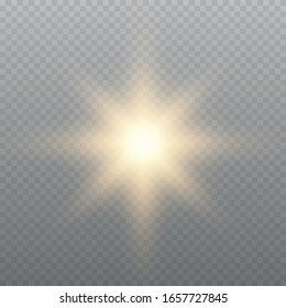 Gold glow light effect. Sun flash. Vector illustration EPS10