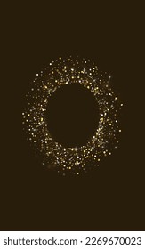Gold Glow Light Vector Luxury Background. Glamour Round Invitation. Yellow Sequin Isolated Backdrop. Dust Holiday Design.