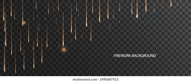 Gold glowing abstract line with lighting effect sparkle on dark background. Template premium award design, holiday background
