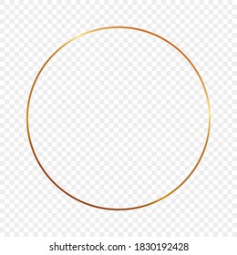 Gold glowing circle frame isolated on transparent background. Shiny frame with glowing effects. Vector illustration.