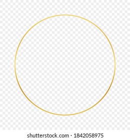 Marco de círculo dorado aislado sobre fondo transparente. Marco brillante con efectos brillantes. Ilustración vectorial.