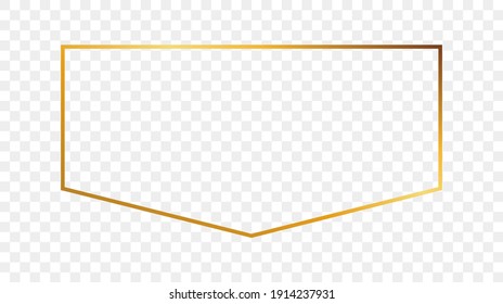 Gold glowing frame isolated on transparent background. Shiny frame with glowing effects. Vector illustration.
