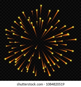 gold glowing light burst explosion with transparent. Vector illustration for decoration with ray sparkles. Bright star. Transparent shine gradient glitter, bright flare. Glare texture.