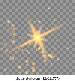 Gold glowing light burst explosion with transparent. Vector illustration for cool effect decoration with ray sparkles. Bright star. Transparent shine gradient glitter, bright flare. - Vector