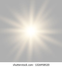 Gold glowing light burst explosion with transparent. Bright Star. Transparent shining sun, bright flash. Vector illustration  EPS10.