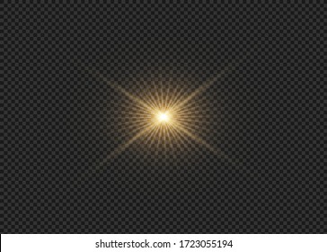 Explosión de luz dorada resplandeciente con transparencia. Ilustración vectorial.