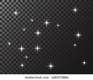 gold glowing light effects isolated on transparent background. Glow light effect. Star exploded sparkles. Vector illustration