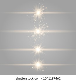 Gold glowing light explodes on a transparent background.Bright Star. Special line flare light effects for design and decor 