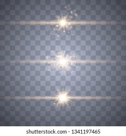 Gold glowing light explodes on a transparent background.Bright Star. Special line flare light effects for design and decor 