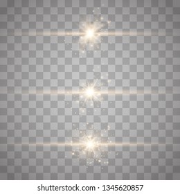 Gold glowing light explodes on a transparent background.Bright Star. Special line flare light effects for design and decor 