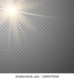 Gold glowing light explodes on a transparent background. Vector illustration of light decoration effect with ray. Vector illustrator EPS10.