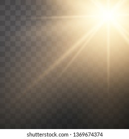 Gold glowing light explodes on a transparent background. Vector illustration of light decoration effect with ray. Vector illustrator EPS10.