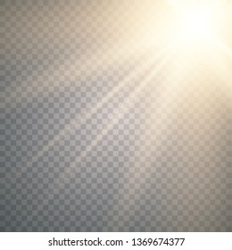 Gold glowing light explodes on a transparent background. Vector illustration of light decoration effect with ray. Vector illustrator EPS10.