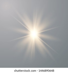 Gold glowing light explodes on a transparent background. Sparkling magical dust particles. Bright Star. Transparent shining sun, bright flash. Vector sparkles.