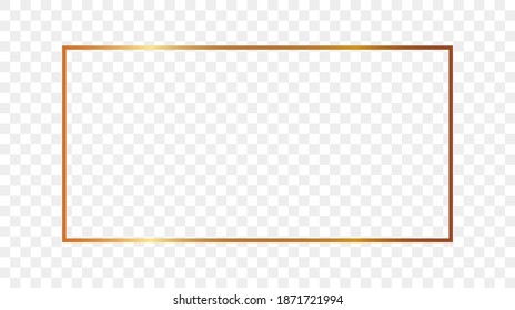 Gold glowing rectangular shape frame isolated on transparent background. Shiny frame with glowing effects. Vector illustration.