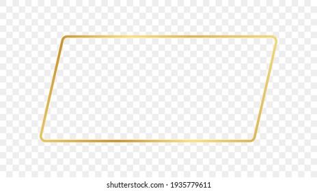 Gold glowing rounded rectangular shape frame isolated on transparent background. Shiny frame with glowing effects. Vector illustration.