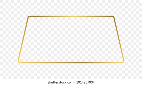Goldener, abgerundeter Trapezrahmen einzeln auf transparentem Hintergrund. Leuchtender Rahmen mit leuchtenden Effekten. Vektorgrafik.