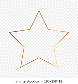Marco de forma estrella dorado aislado sobre fondo transparente. Marco brillante con efectos brillantes. Ilustración vectorial.